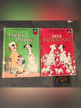 Lucky Puppy & 101 Dalmatians Vintage Disney Storybooks - Green & Red Covers